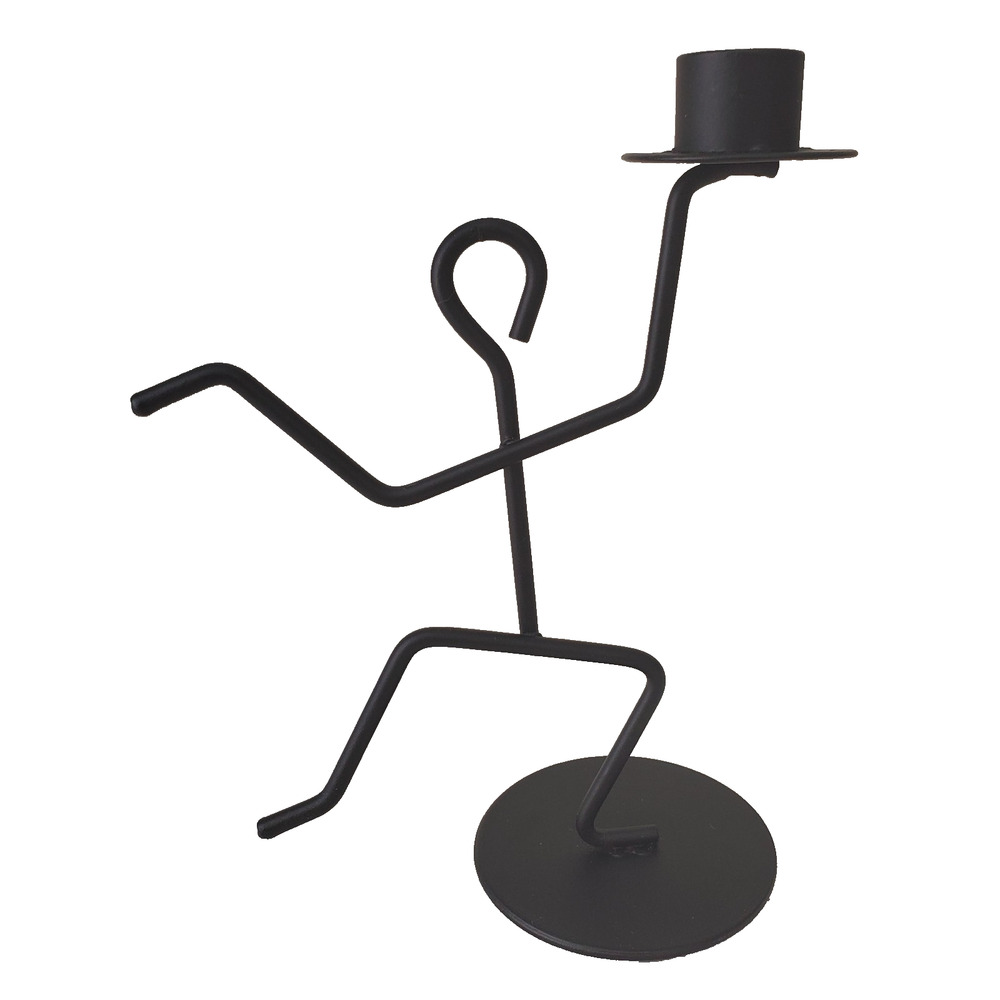 Vintage 80s Wrought Iron Dancing Man Candelabra Taper Candle Holder 8" Rare Guy